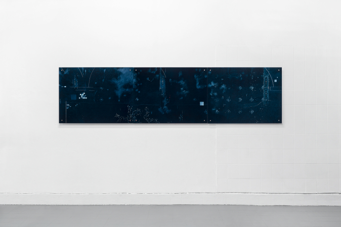 Rehearsal for demolition - 2020, UV-print on glass, 29.5 x 118 inches / 75 x 300 cm