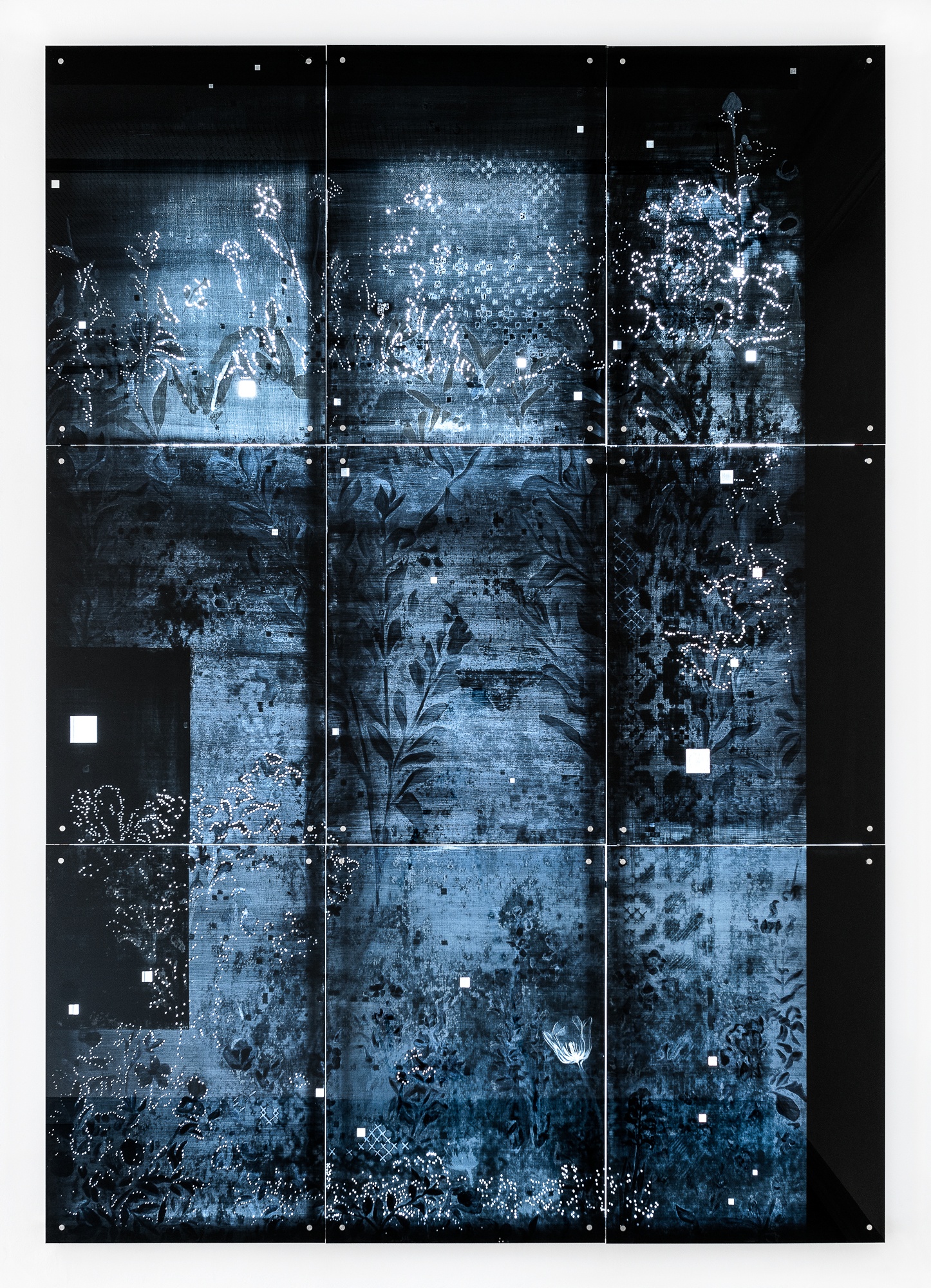 Käthe VI - 2018, UV-print and oil on glass, 114.6 x 160.6 in. / 291 x 408 cm, detail